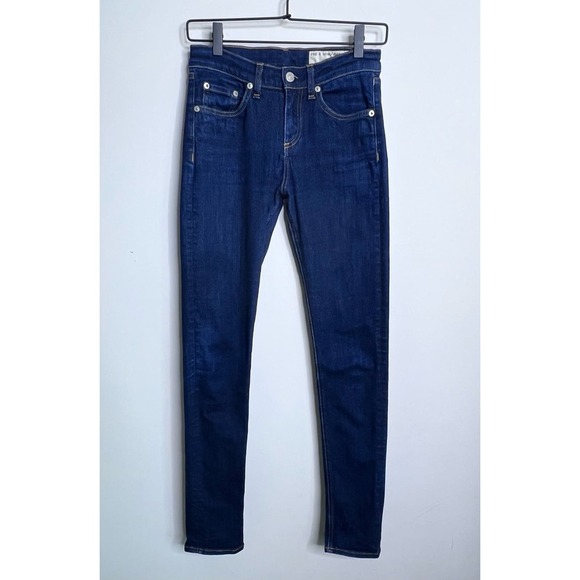 Rag & Bone Jeans Womens 26 High Rise‎ Skinny Dark Blue Wash Stretch Pockets Belt - Picture 7 of 16